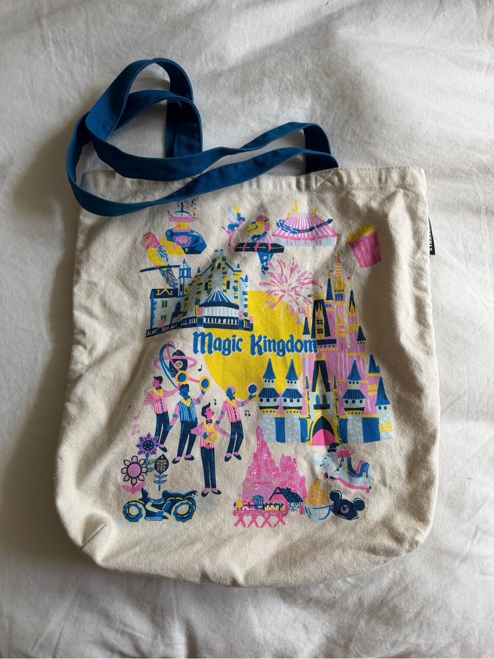 Starbucks Magic Kingdom Tote Bag in Cream with Blue Straps